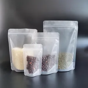 Zipper Self Standing Up Bag Packaging In Stock And Custom Clear Transparent Plastic Food Packaging Stand Up Pouches Bags With Reclosable Zipper