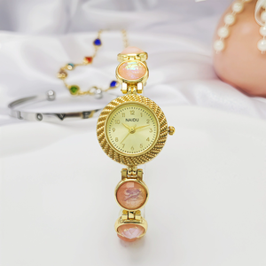 Montre à quartz ronde pour femme avec bracelet en acier, chaîne raffinée et chiffres arabes N2606071 - Product Image 5