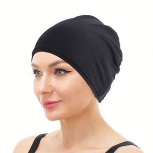 Turbantes Suaves y Elásticos para la Cabeza, Hijab de Color Sólido, Gorro Elástico Tipo Domo para Viajes y Playa - Product Image 3