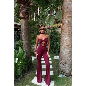 Mono de cintura alta color burdeos con detalle de ventana, ODM, informal, para gimnasio, talla XS, para verano - Product Image 3