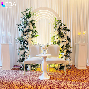 LEDA events Stage Decoration Custom Modern Led <b>White</b> <b>Acrylic</b> Hanging Flower Backdrop for Wedding - Product Image 4