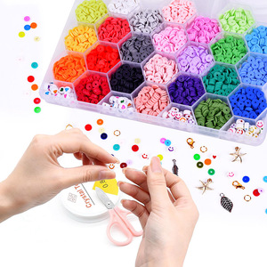 Kit de fabrication de bijoux DIY de haute qualité avec perles en argile polymère de 6 mm en 24 couleurs, perles en céramique et perles en porcelaine - Product Image 1