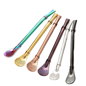 Accesorios para Bar, Bombilla para <span class=keywords><strong>Mate</strong></span> de Acero Inoxidable 304 de Grado Alimenticio, Filtro y Cuchara con Acabado Espejo, Pajitas para Beber - Product Image 1
