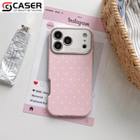 Coque de téléphone haut de gamme en PU imperméable au toucher doux, motif à pois, style mignon avec grande fenêtre, pour iPhone 18 Pro/18 Pro Max/17/16/15/14