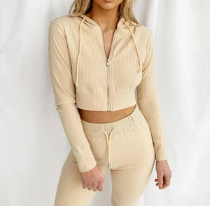 秋冬レディースフード付き長袖スリムスポーツセットレジャー<span class=keywords><strong>2</strong></span>ピーススーツ女性用 - Product Image 3