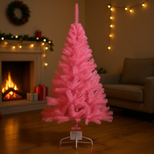 Sapin de Noël artificiel rose de 1,80 m, pliable, décoratif pour l'intérieur, avec base de table en PVC - Product Image 2