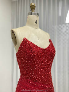 MB40430-2ファッショナブルな時代を超えて眩しいストラップレスイブニングドレスセクシーなハイスリットスパークルビーズ刺繍プロムバンケット用 - Product Image 4