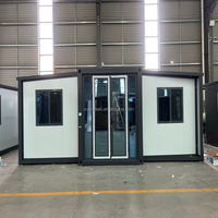 Maison préfabriquée pliable à double aile extensible, moderne, 20 pieds, 30 pieds, 40 pieds, en acier respirant, type conteneur