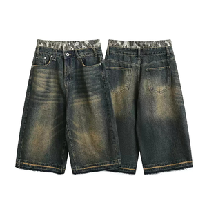Shorts Vintage Jorts Patchwork Jorts jeans con nappine <span class=keywords><strong>pantaloni</strong></span> larghi <span class=keywords><strong>Bermuda</strong></span> Be Hombre pantaloncini in Denim da uomo - Product Image 5