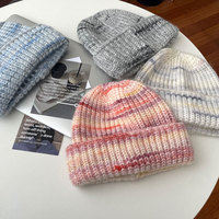 Bonnet tricoté dégradé Fil mélangé Bonnet tricoté chaud