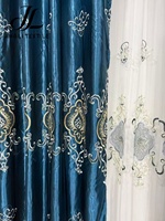 Rideaux à œillets 3 pièces brodés de motifs floraux de qualité supérieure en polyester épais, occultants, insonorisants et isolants, vente en gros transfrontalière
