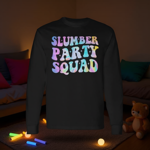 Slumber Party Squad Tie Dye Long Sleeve T-Shirt <b>Sleepover</b> Pajama Shirt - Product Image 3
