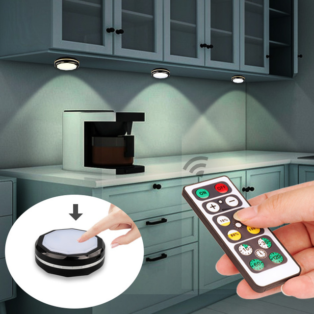Modern USB Rechargeable LED Mini Puck Light with RGB 16 Colors Touch Switch & Remote Control Dimmable Cabinet Lights