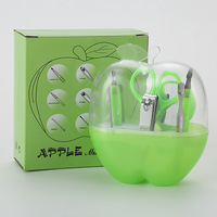 Ensemble de coupe-ongles classique Apple, 8 pièces, durable, portable, en plastique et acier inoxydable, boîte de rangement pour outils de manucure, coffret cadeau beauté