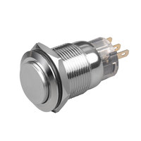 Micro-interrupteur à bouton-poussoir momentané rond étanche en acier inoxydable de 19 mm 220 V 1NO1NC IP65