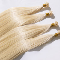 Extensions de cheveux humains pré-collées à pointe plate, cheveux russes vierges Remy, doux, lisses, invisibles, à pointe kératine