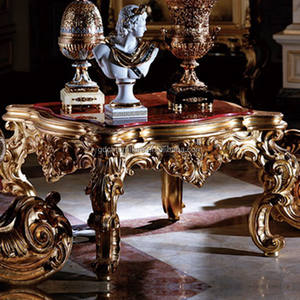 लक्जरी रोकोको शैली ठोस लकड़ी पर नक्काशी कमरे में रहने वाले सोफे सोने की पत्ती नरम लाल कपड़े बकसुआ सोफे लकड़ी सोफा सेट - Product Image 6