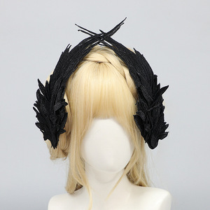 Gothic Angel Devil Wing accessorio per capelli pinzetta per capelli in bianco e nero Costume oggetti di scena - Product Image 2