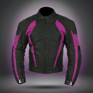 Blouson de moto unisexe à manches longues noir et rose en mesh respirant, color-block, pour toutes les saisons - Product Image 1
