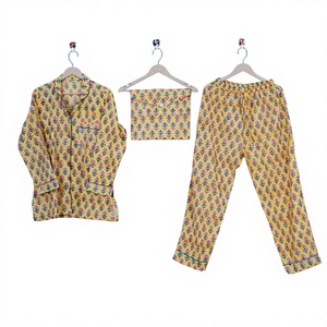Ensemble de pyjama vintage sexy pour femme, motif floral, en coton, respirant, séchage rapide, tissu doux, pour se détendre et dormir - Product Image 1