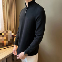 Pull à manches longues demi col roulé fermeture éclair bas pull hommes 2024 automne et hiver pull tout match pull