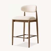 Chaise haute d'intérieur avec structure en bois et assise en tissu, tabouret de bar