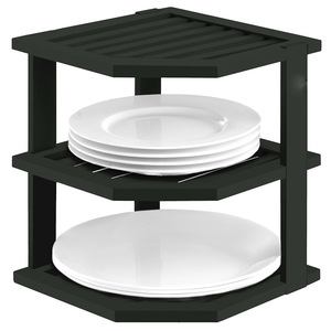 Desktop Storage <b>Rack</b> 3 Tier Square <b>Plate</b> Organizer Kitchen Countertop Storage PP Plastic - Product Image 1