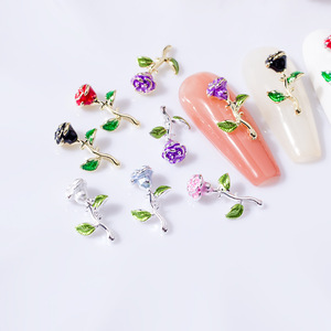 Adornos de <span class=keywords><strong>Uñas</strong></span> 3D con Flores de Rosa y Esmalte de Colores, Diamantes de Imitación, Decoración de <span class=keywords><strong>Uñas</strong></span> con Flores de Rosa de Aleación, Joyería para <span class=keywords><strong>Uñas</strong></span> para Festivales - Product Image 5