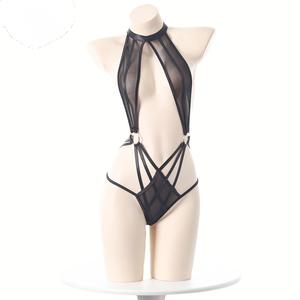 Ensemble de lingerie sexy en cuir PU, bralette effet mouillé, mini-jupe, tenue de boîte de nuit, style fétiche, vêtements de club, accessoire de danse exotique, taille plus - Product Image 3