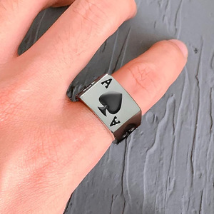 Unisex Playing Card Ring Fashion Poker Design Statement Finger Jewelry - Product Image 3