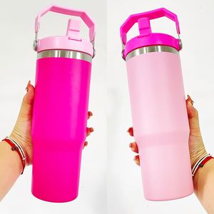 White Violet Light Blue Hot <b>Pink</b> Color Matte Surface 30Oz Tumbler With Flip Straw Blank Sublimation Sport Water <b>Bottle</b> - Product Image 2