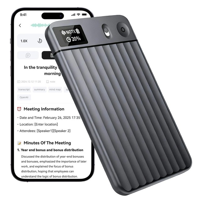 8GB AI Voice Recorder Real Time Transcription Ultra Thin Smart Recording Card Voice-to-Text Meeting Recorder - Grey