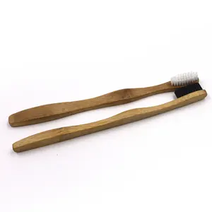 Tamanho adulto, branco personalizado escova de dente de bambu
