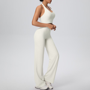 Sexy Backless Yoga Set Women Sports Bra Straight Leg Pants Gym Fitness Wear Seamless Workout Outfit OEM Custom Factory Supply - Product Image 4