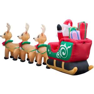 En Stock Trineo Inflable de Navidad de 12 Pies con <span class=keywords><strong>Santa</strong></span> Claus y Reno para Decoración de Patio con Luces Suministros de Decoración Navideña con Certificación UL - Product Image 4