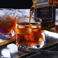 8.45oz Twisted Design Old Fashioned Rock Gold Rim Crystal Clear Shot Glass Verre à whisky à fond épais