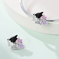 Oferta Especial: Abalorio Colgante de Plata 925 con Diseño de Gorro de Graduación y Serpiente, para Pulseras DIY, Accesorios de Joyería de Moda para Mujer, Regalo
