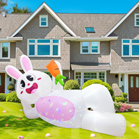 Ourwarm 8FT lapin de Pâques gonflable couché léger extérieur fête décorations de Pâques