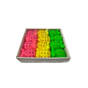 Giocattolo per cani Squeaky Spiky Pig, 12 pezzi, in plastica colorata, resistente, per sport e giochi - Product Image 1