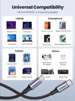 Câble USB C d'origine UGREEN US316, alimentation 100W, charge rapide 5A, câble de type C avec puce E-Marker pour iPhone, travail de bureau