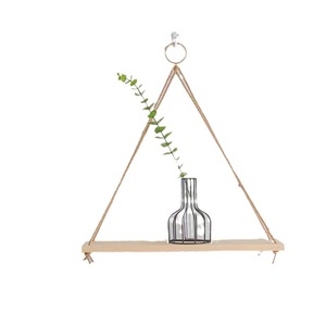 Wooden Hanging <b>Shelf</b> Natural Wood Color <b>Wall</b> <b>Mounted</b> Display Rack Nordic Style Rectangle Single Layer <b>Shelf</b> For Home Decor - Product Image 5