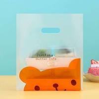 Sacs en plastique translucides mats avec motif flocon de neige blanc, poignée découpée, finition givrée pour emballage cadeau de boulangerie