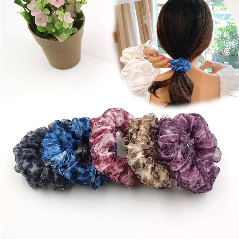 YALONG 2024 mujeres tela banda elástica accesorios Scrunchies lazos para el cabello moda Tie Dye malla Scrunchies para el cabello