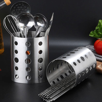 Support à ustensiles rond perforé en acier inoxydable pour barbecue, restaurant et cuisine – Cylindre ventilé pour baguettes et couverts