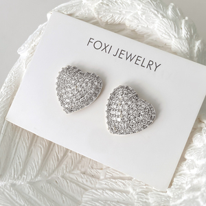 Pendientes de Corazón de Cobre Modernos ZC con Circonita para Mujer, Regalo de Boda o Fiesta de Compromiso, Latón Chapado en Oro de 18K y Rodio - Product Image 2