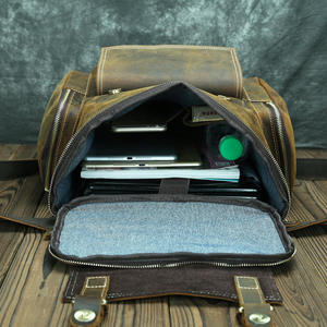 Sac à dos en cuir de vache véritable pour hommes, sac de voyage de grande capacité en cuir Crazy Horse, sacs à dos pour hommes - Product Image 4