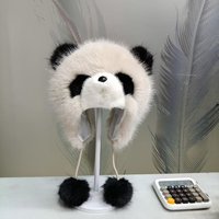 Lindo Gorro de Invierno con Orejeras de Panda, Gorro Ushanka Cálido, Orejeras Suaves de Piel Sintética, Gorro de Aviador Unisex para Viajes al Aire Libre y Ciclismo