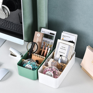 Cosmetic Storage Box Plastic Lipstick Skincare Organizer Desktop Makeup Holder Open Top With Compartments White - Product Image 3