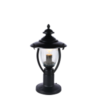 Lampadaire extérieur classique moderne avec lanterne en verre transparent