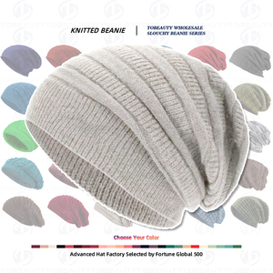 Gorro de Cachemira 100% Pura con Logotipo Bordado Personalizado, Gorro de Punto con Cable Acanalado para Hombre y Mujer, Gorro de Lana de Invierno, Gorro de Punto a la Moda - Product Image 1